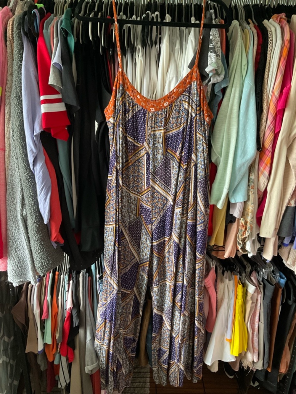 Kori Boho Patchwork Jumpsuit in Navy and Orange
